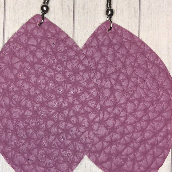 Hand Crafted Jewelry - Plum Teardrop Faux Leather Earring (2) ER2621 Handmade NWT Boutique